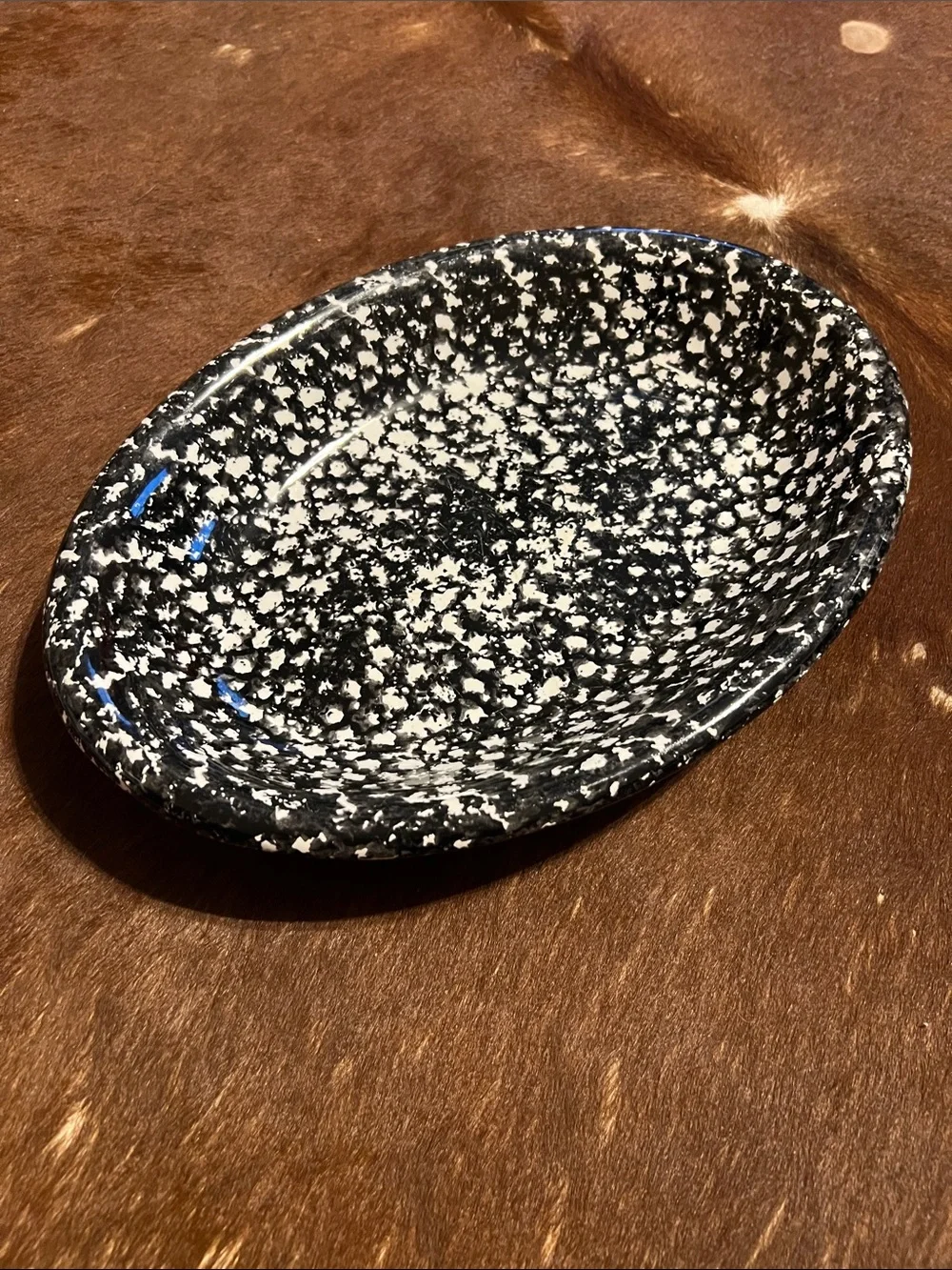 Black and White Speckled Ceramic Decorative Bowl